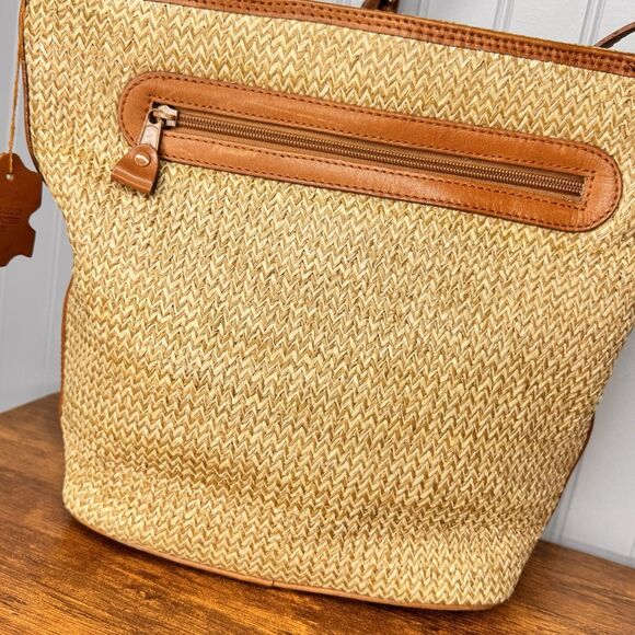 Pantera Women's Tan Woven Genuine Leather Shoulder Crossbody Purse Shoulder Bag - Picture 6 of 12